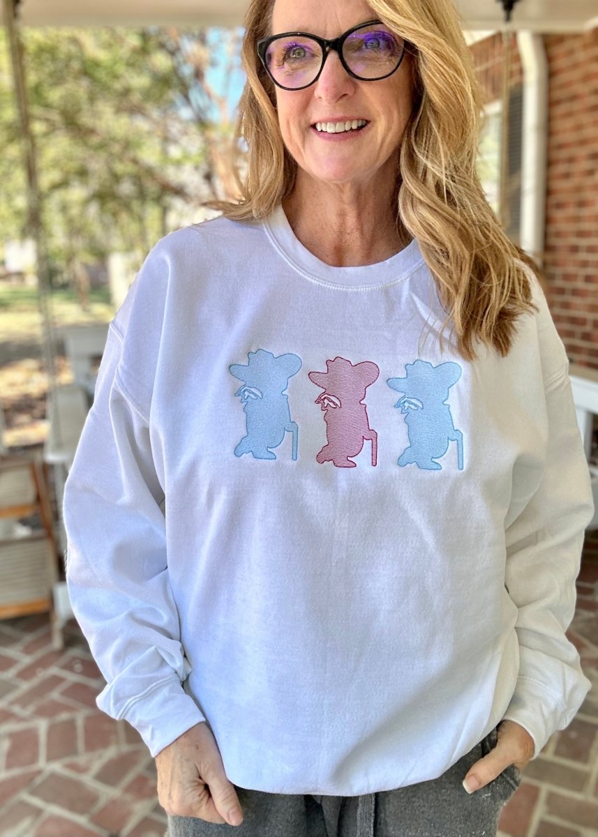 Rebel Trio Embroidered Sweatshirt - White - Graphic Tee - Jimberly's Boutique
