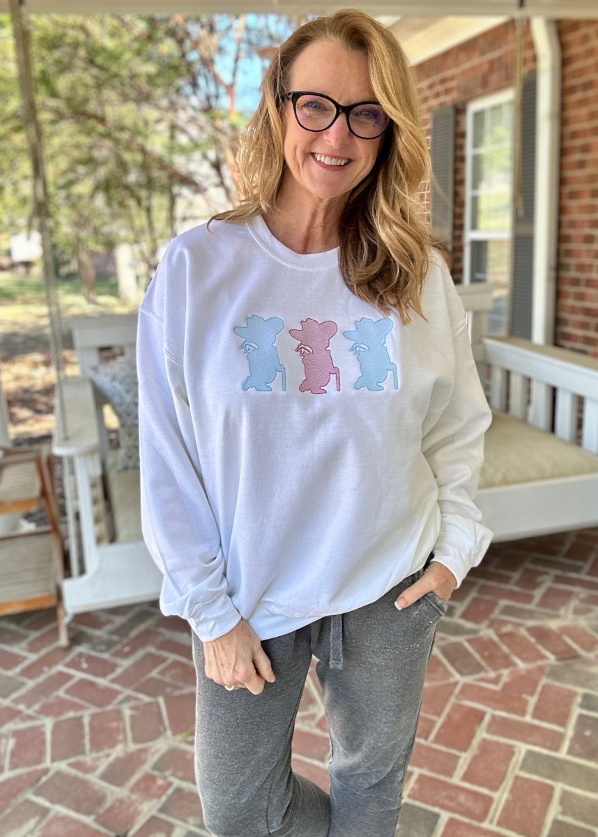 Rebel Trio Embroidered Sweatshirt - White - Graphic Tee - Jimberly's Boutique