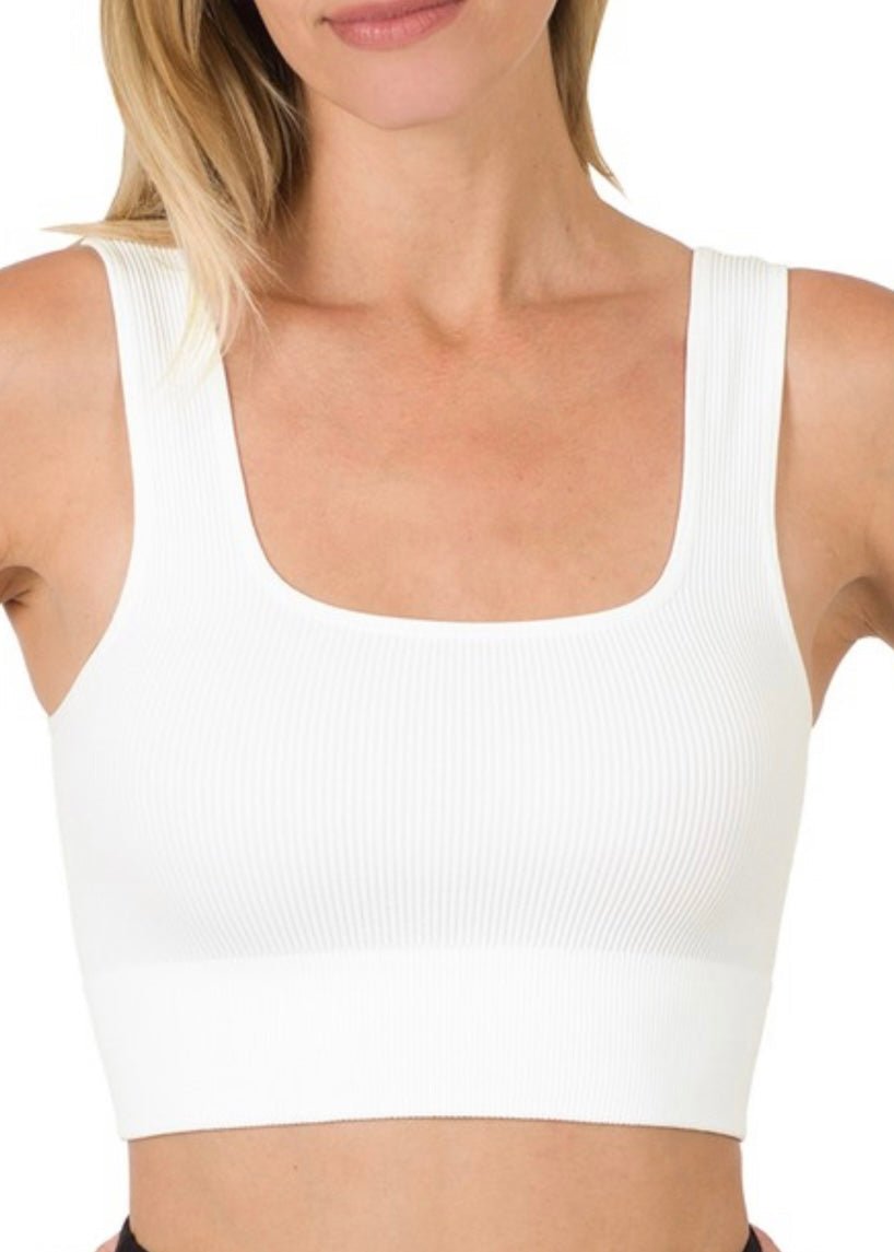 Ribbed Square Neck Cropped Tank top - Jimberly's Boutique