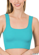 Ribbed Square Neck Cropped Tank Top (Round 2) - -Jimberly's Boutique-Olive Branch-Mississippi