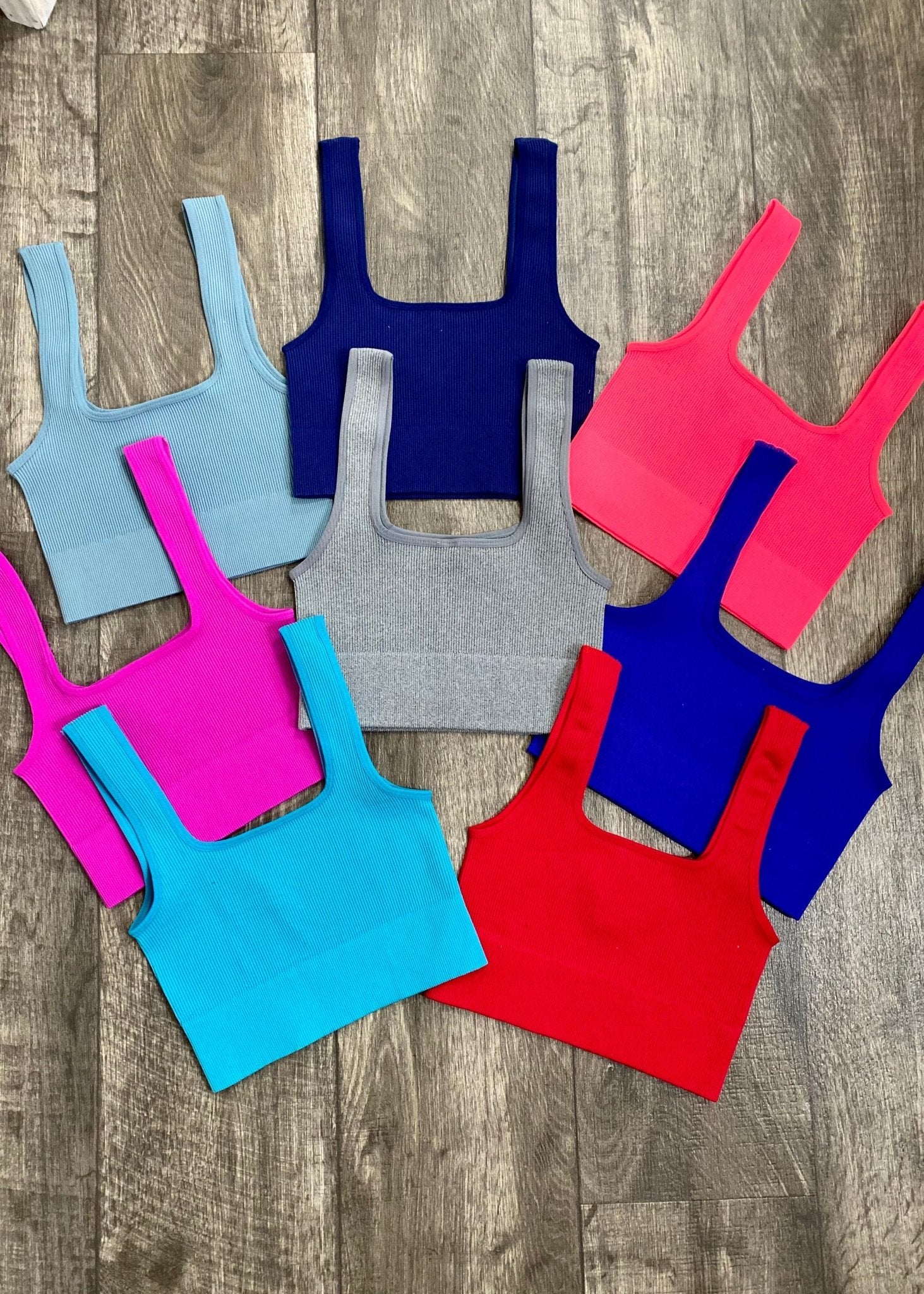 Ribbed Square Neck Cropped Tank Top (Round 2) - Jimberly's Boutique