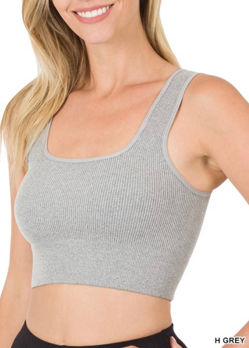 Ribbed Square Neck Cropped Tank Top (Round 2) - Jimberly's Boutique