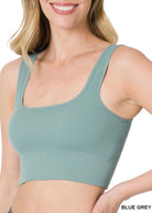Ribbed Square Neck Cropped Tank Top (Round 2) - -Jimberly's Boutique-Olive Branch-Mississippi