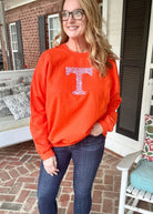 Rocky Top T Embroidered Sweatshirt - Orange/White - Graphic Tee -Jimberly's Boutique-Olive Branch-Mississippi