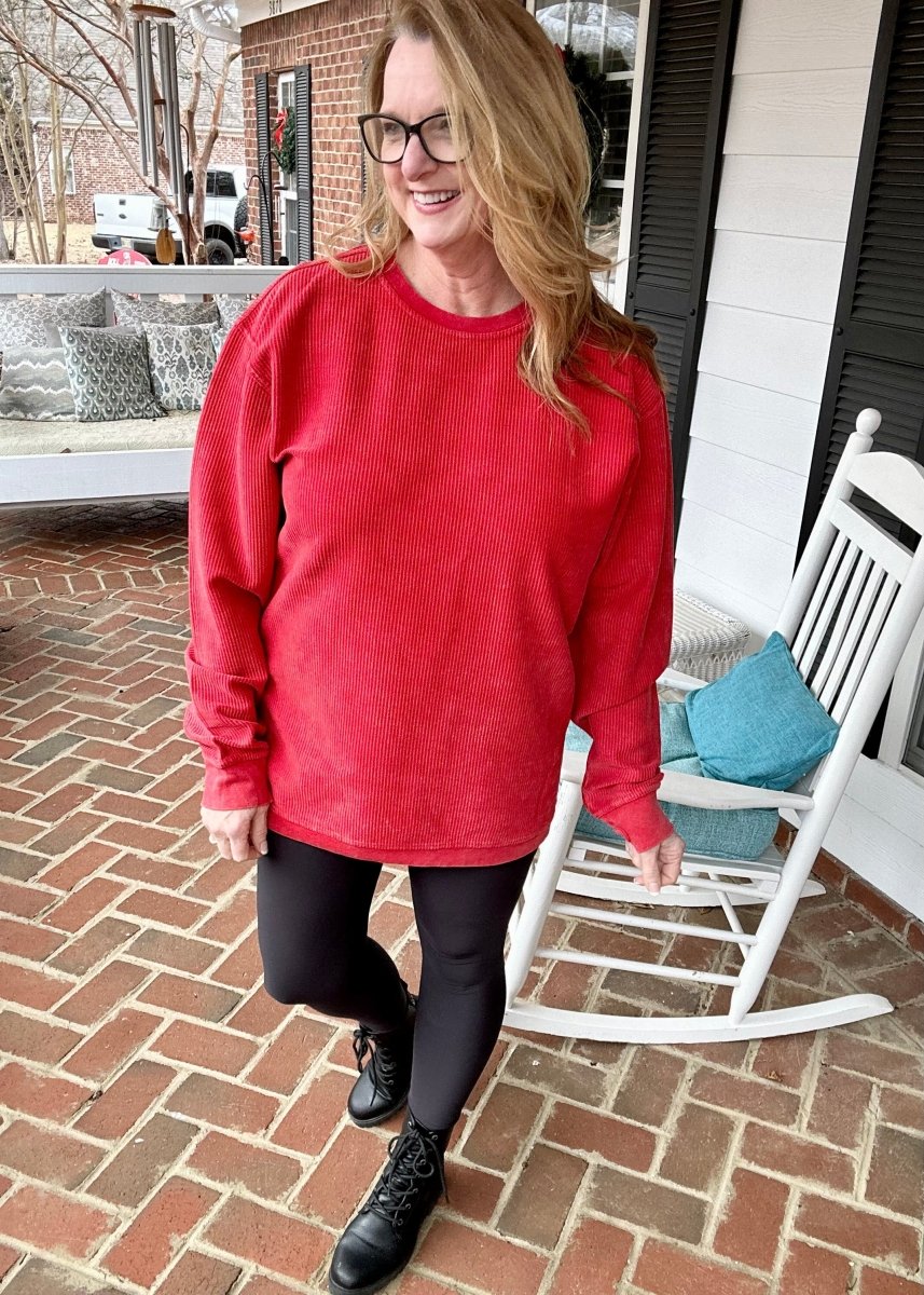 S-M Royce Comfy Cord Top - Red - -Jimberly's Boutique-Olive Branch-Mississippi