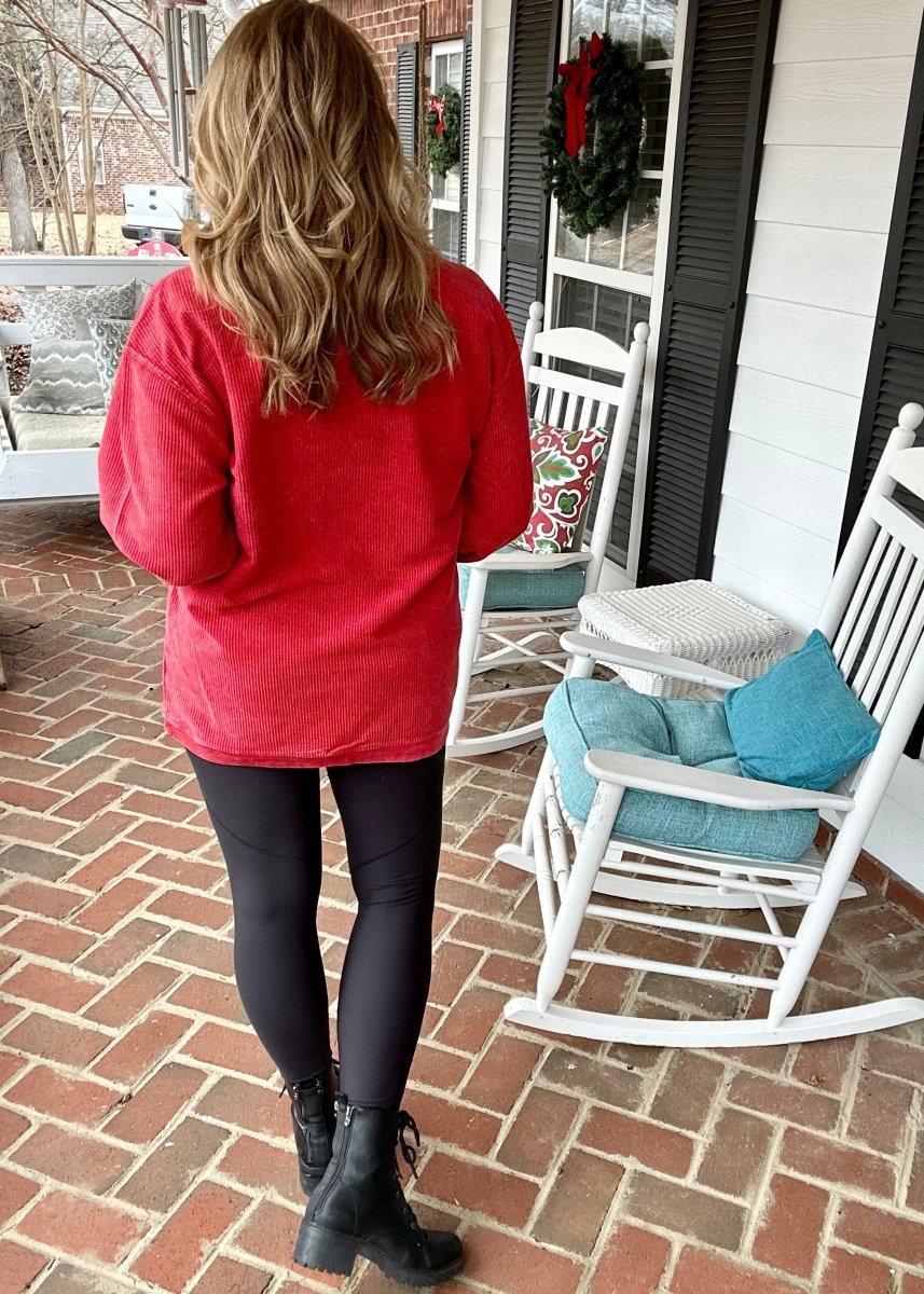 S-M Royce Comfy Cord Top - Red - -Jimberly's Boutique-Olive Branch-Mississippi