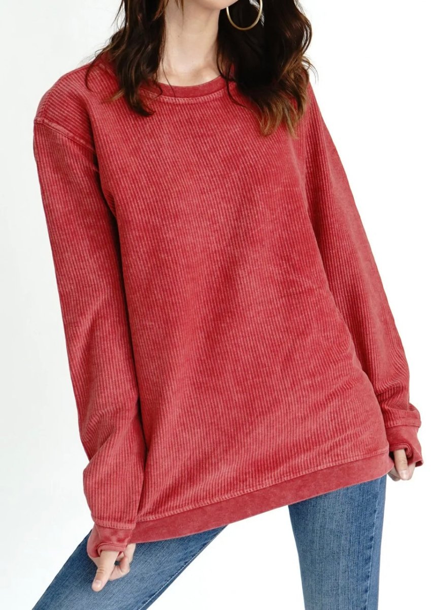 S-M Royce Comfy Cord Top - Red - -Jimberly's Boutique-Olive Branch-Mississippi