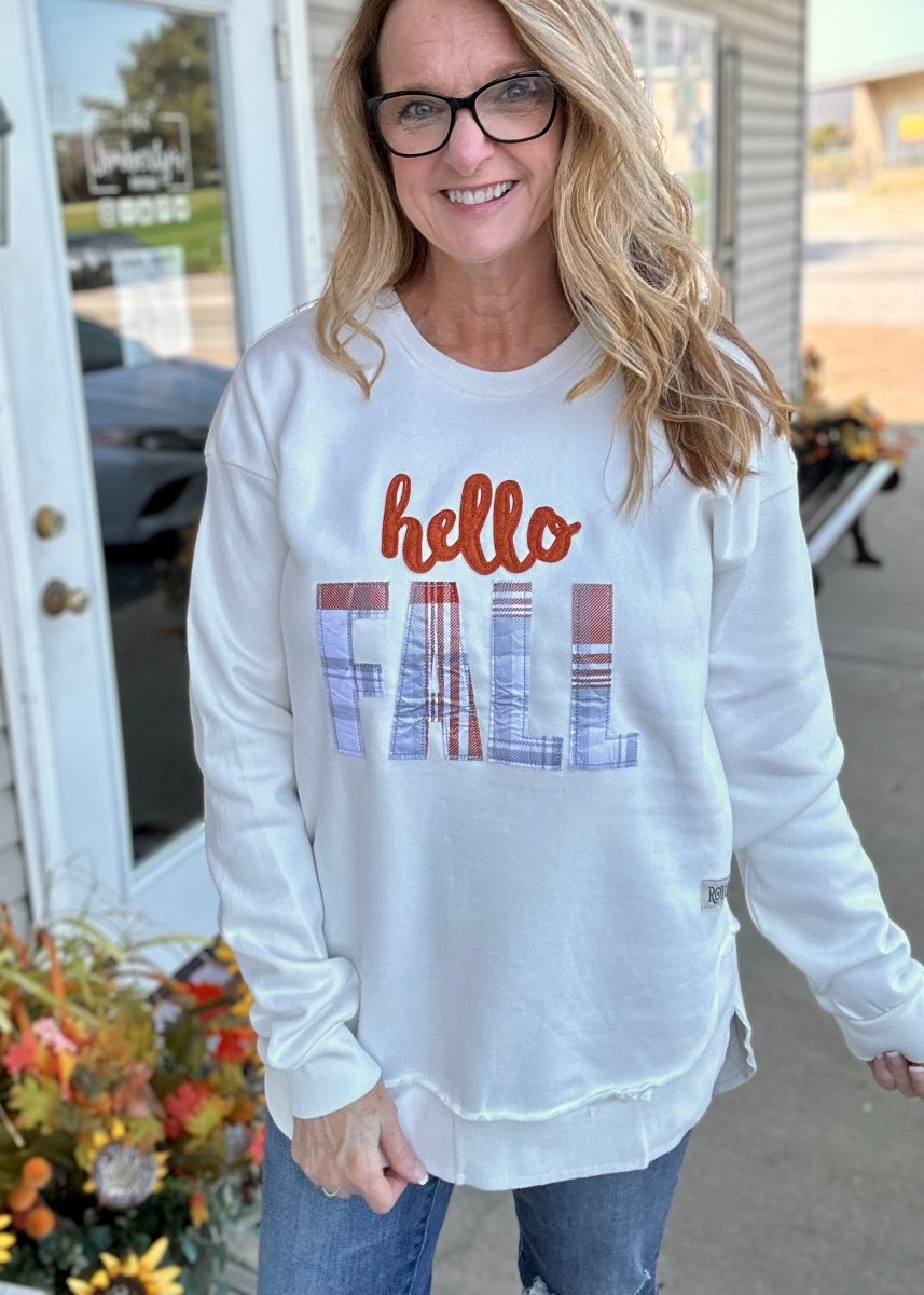 Royce | Hello Fall Plaid | Ivory | Long Sleeve | Fleece Pullover - Royce Pullover -Jimberly's Boutique-Olive Branch-Mississippi
