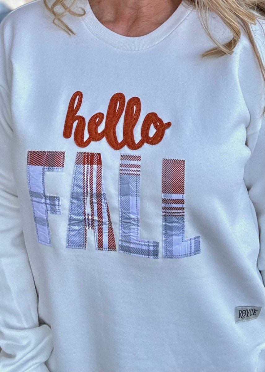 Royce | Hello Fall Plaid | Ivory | Long Sleeve | Fleece Pullover - Royce Pullover -Jimberly's Boutique-Olive Branch-Mississippi