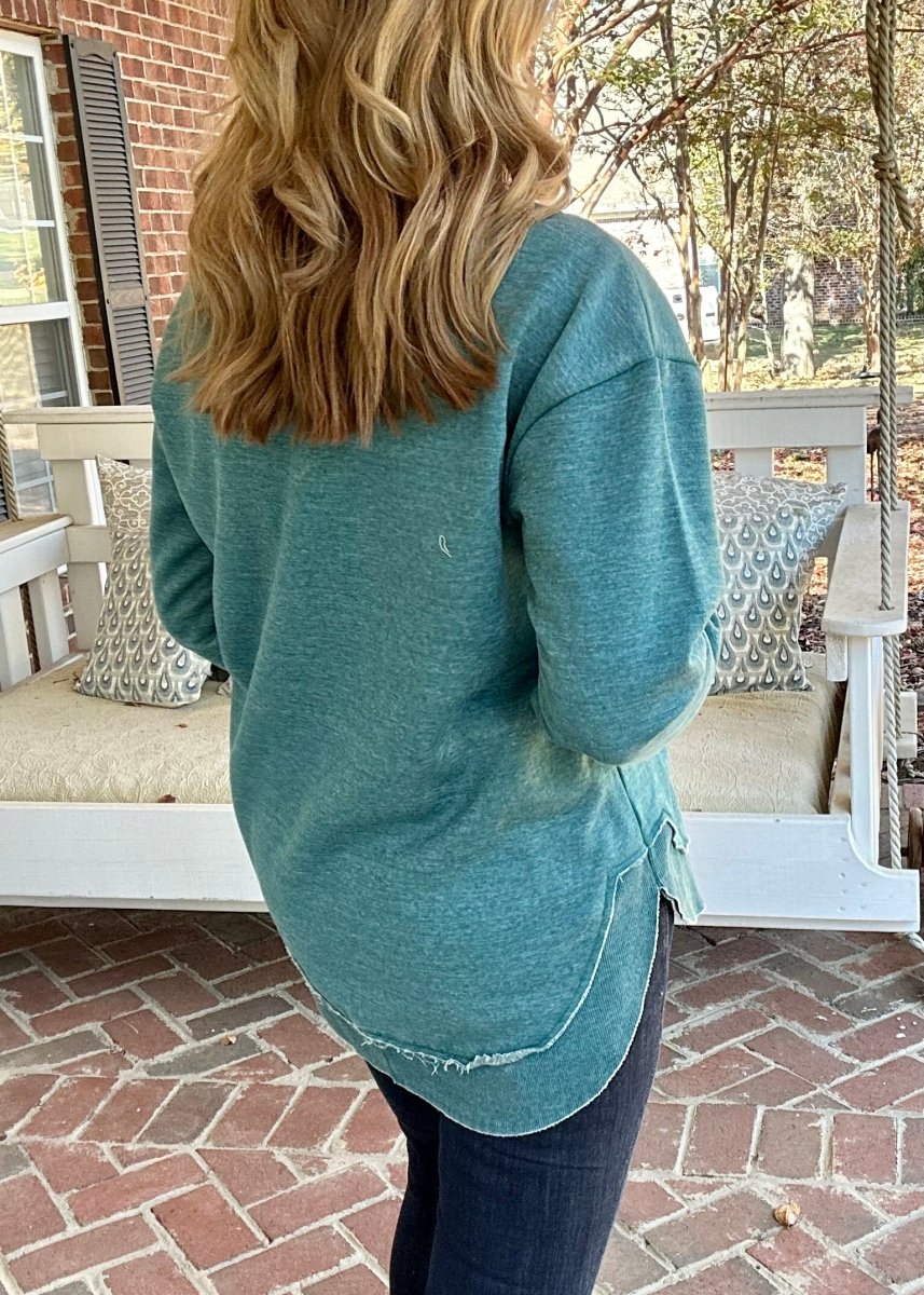 Royce Merry Christmas Chain Stitch - Long Sleeve Crew Neck - Green - Royce Sweatshirt - Jimberly's Boutique