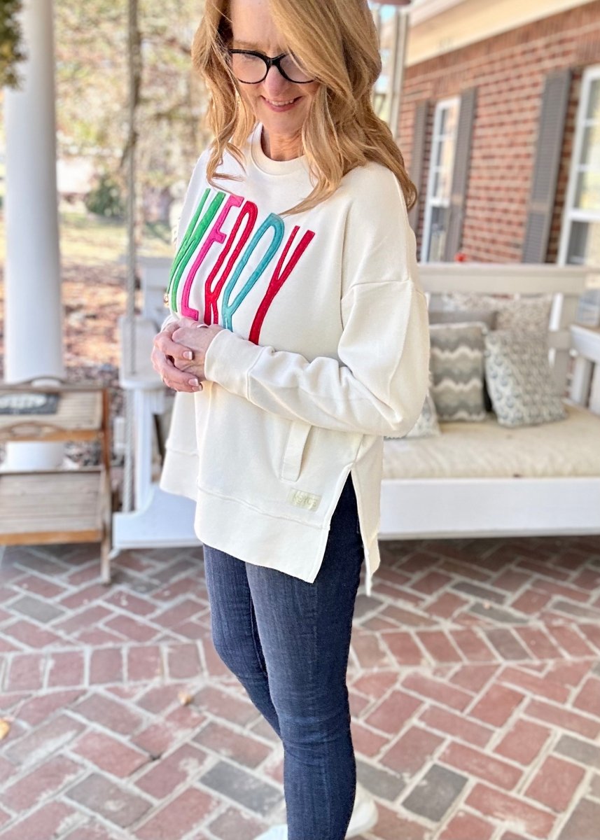 Royce | Merry Tall Appliqued | Fleece with Pockets - Royce Pullover - Jimberly's Boutique