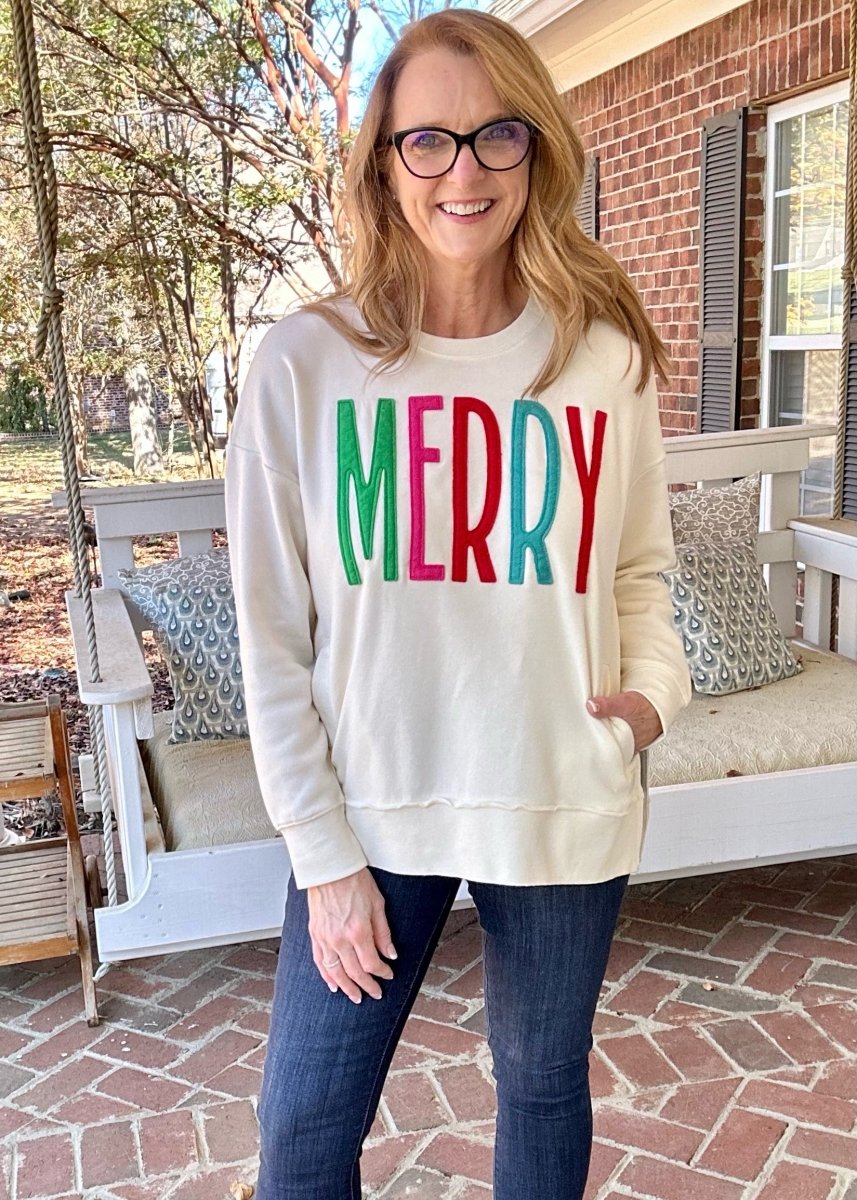 Royce | Merry Tall Appliqued | Fleece with Pockets - Royce Pullover - Jimberly's Boutique