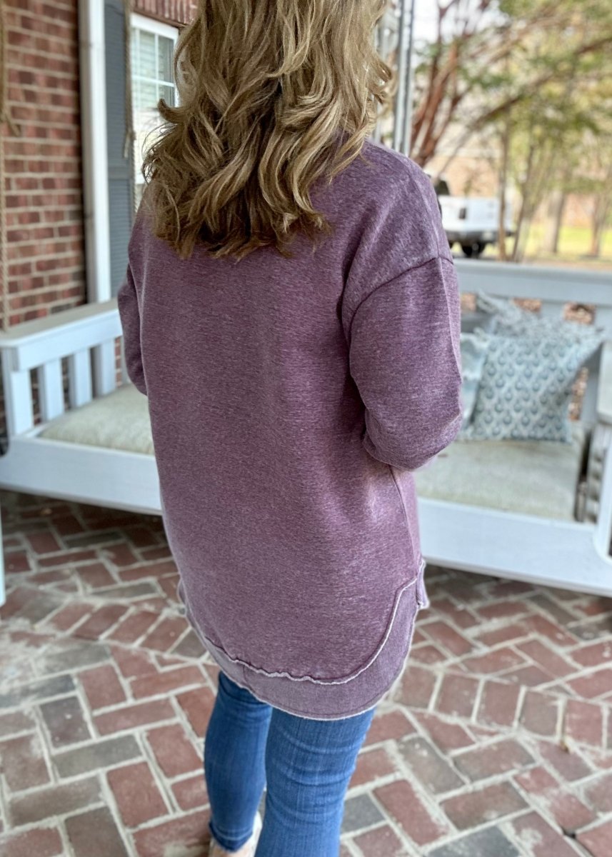 Royce Vintage Poncho Fleece - Maroon - Jimberly's Boutique