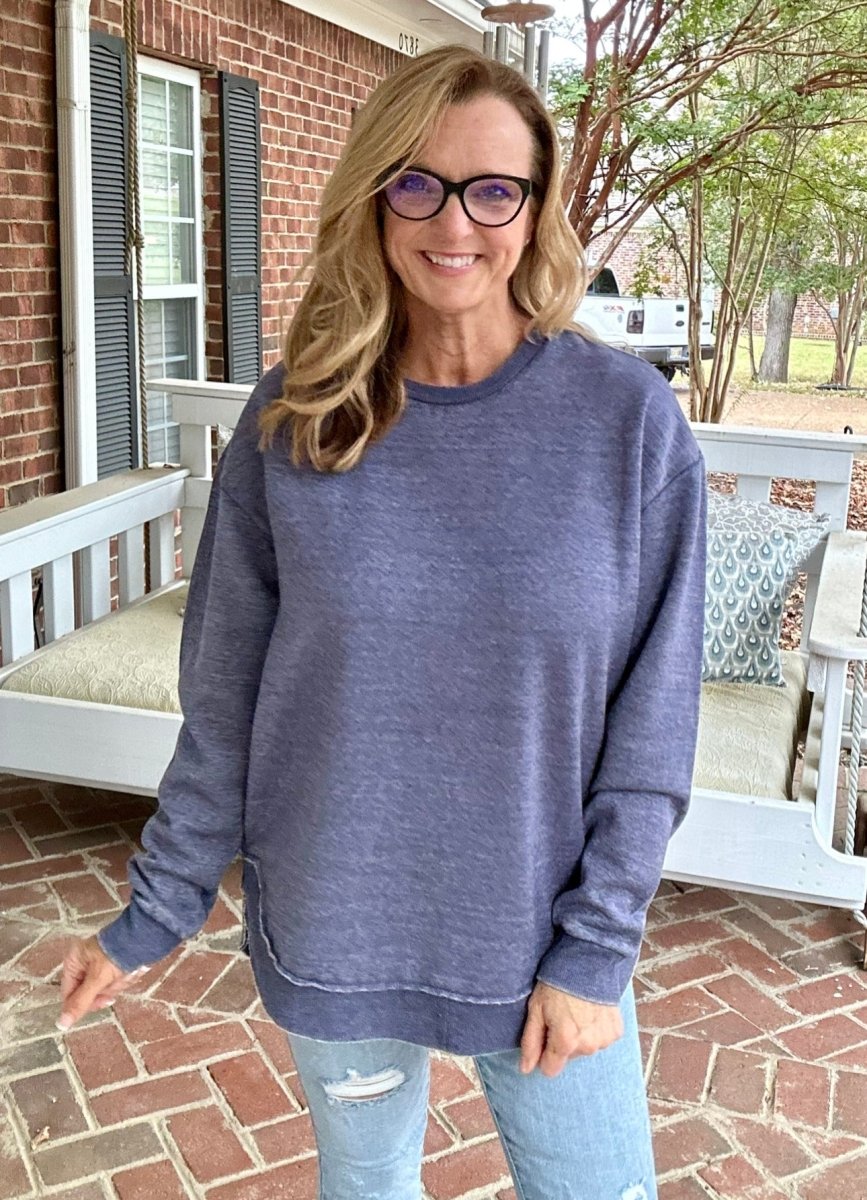 Royce | Vintage Poncho Fleece | Navy - Jimberly's Boutique
