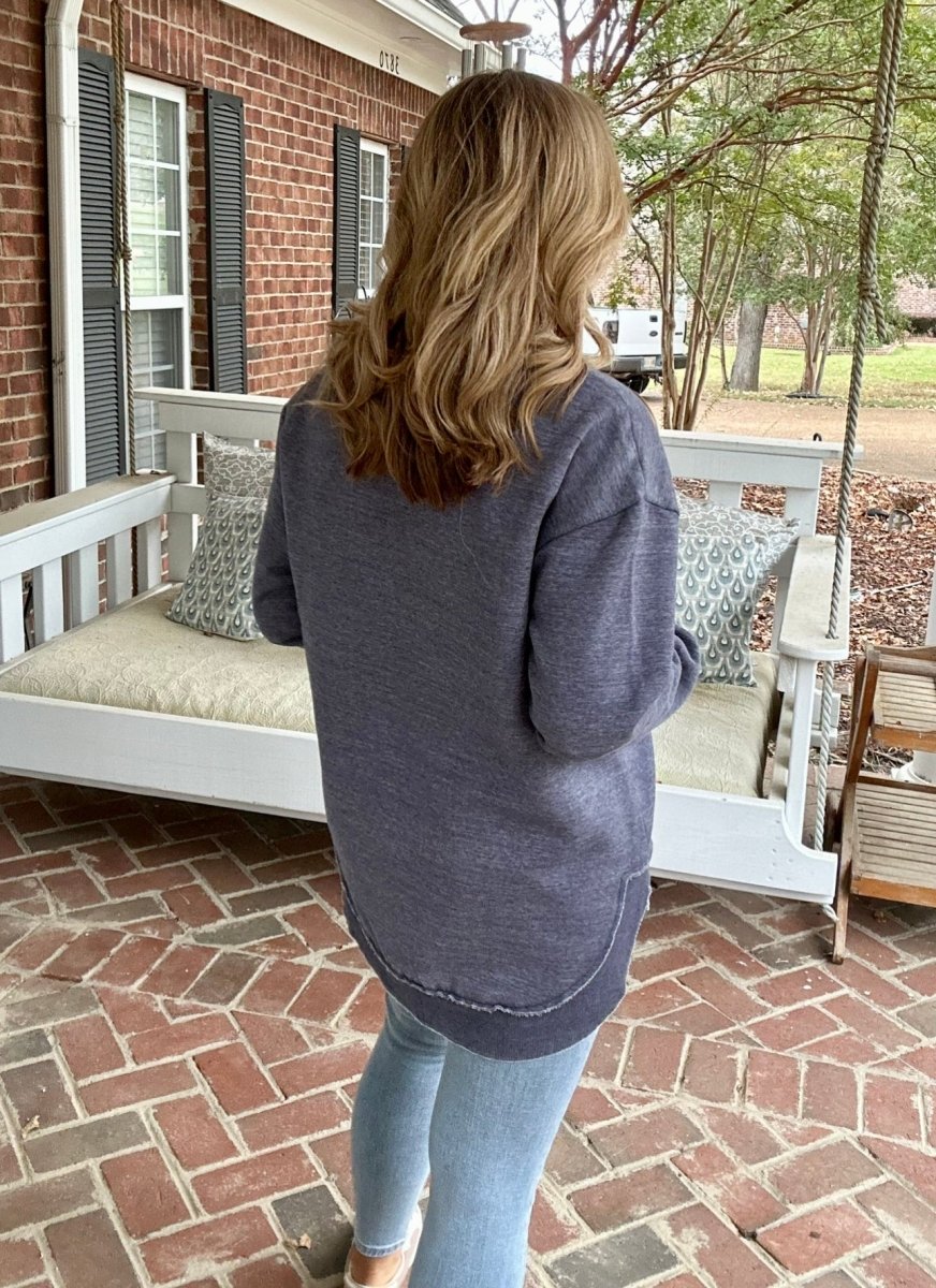 Royce | Vintage Poncho Fleece | Navy - Jimberly's Boutique