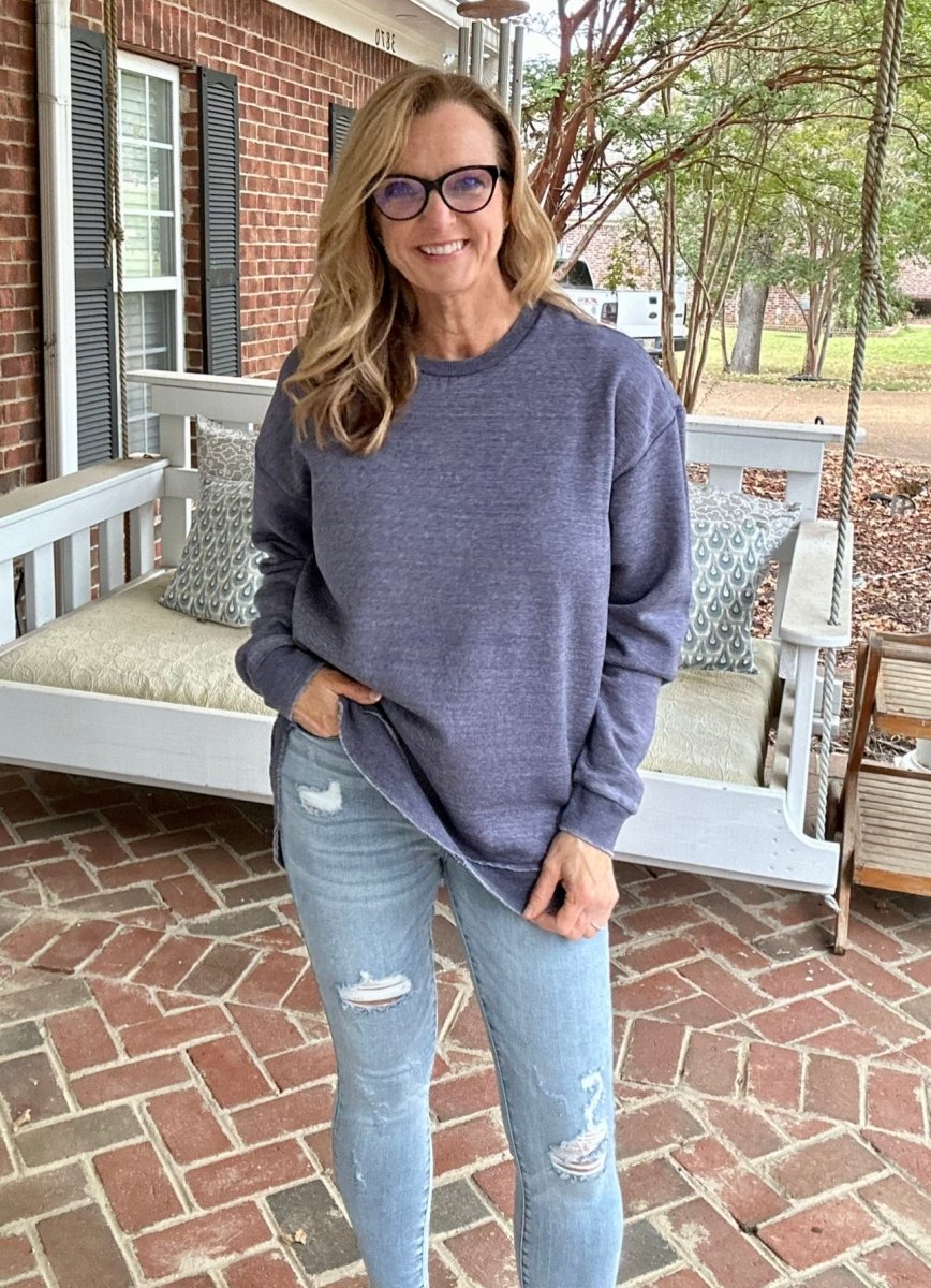 Royce | Vintage Poncho Fleece | Navy - Jimberly's Boutique