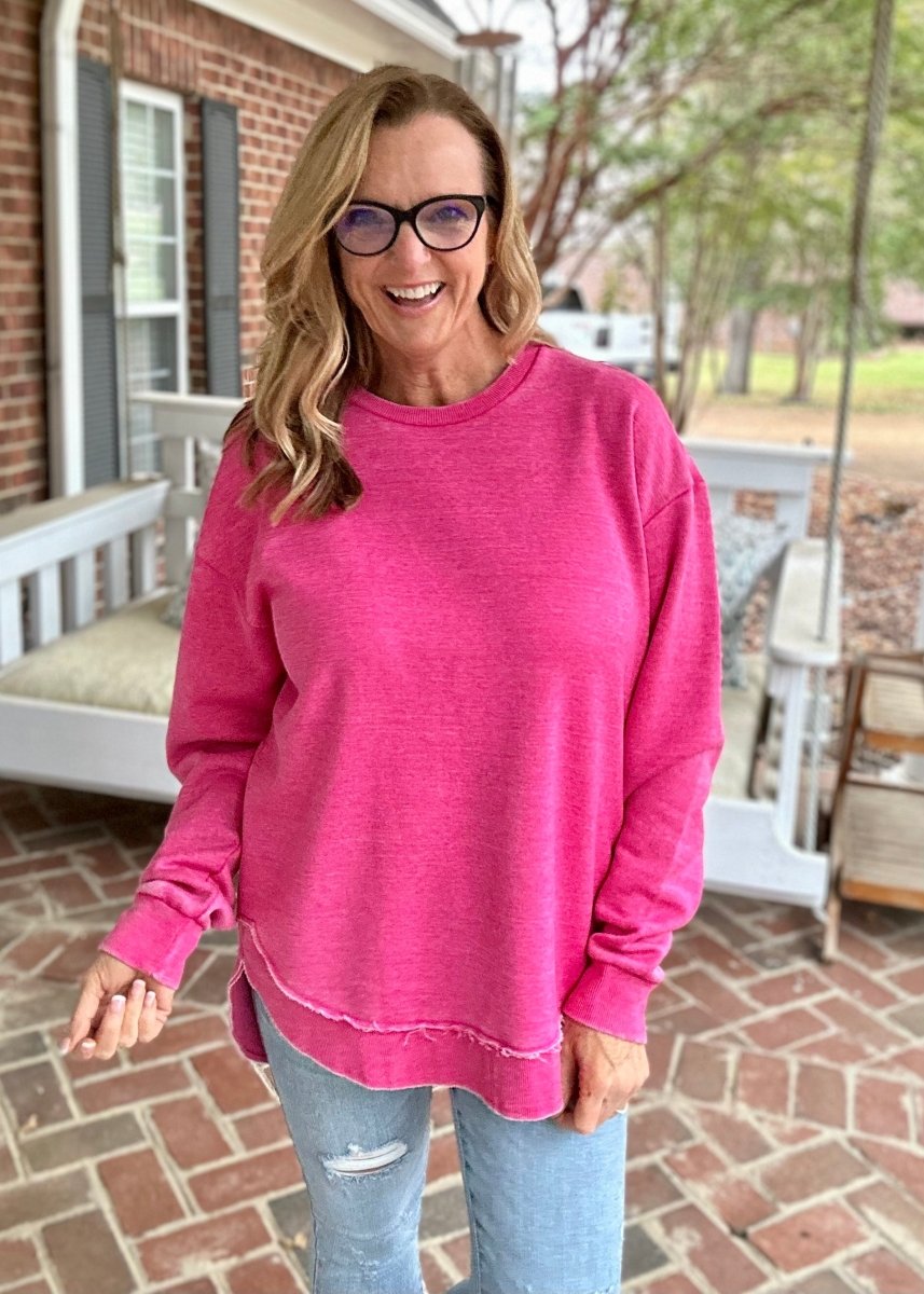 Royce Vintage Poncho Fleece - Raspberry - Royce Sweatshirt - Jimberly's Boutique