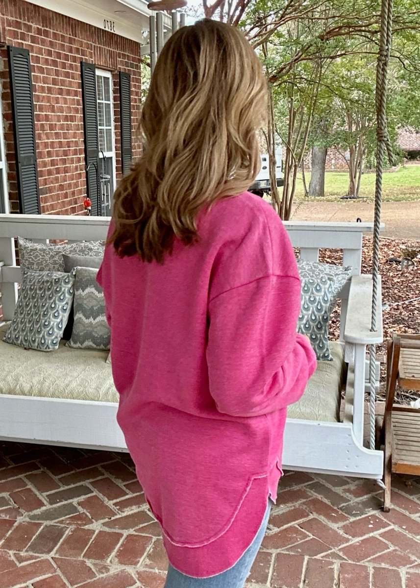 Royce Vintage Poncho Fleece - Raspberry - Royce Sweatshirt - Jimberly's Boutique