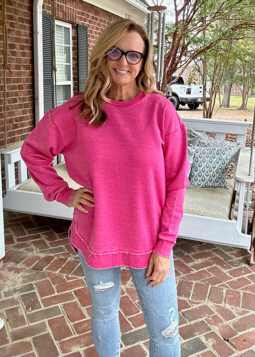 Royce Vintage Poncho Fleece - Raspberry - Royce Sweatshirt - Jimberly's Boutique