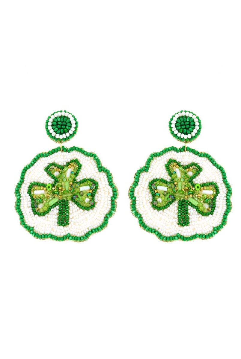 Saint Patrick's Scalloped Disc Shamrock Earrings - earrings -Jimberly's Boutique-Olive Branch-Mississippi