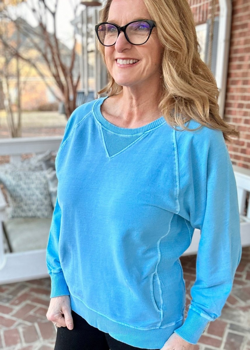 Simple Sutton Sweatshirt - Deep Sky - Casual Sweatshirt -Jimberly's Boutique-Olive Branch-Mississippi