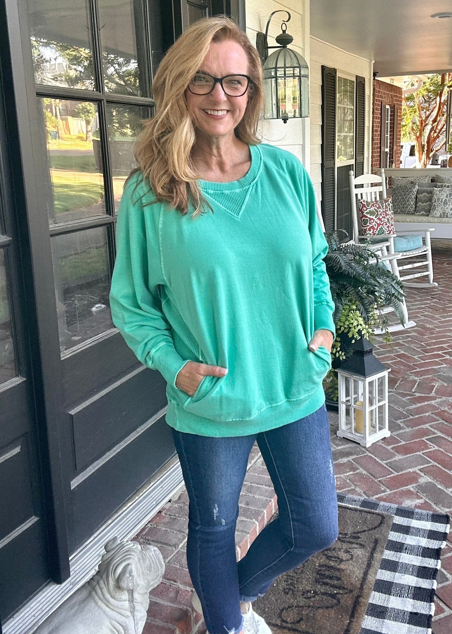Simple Sutton Sweatshirt - Kelly Green - -Jimberly's Boutique-Olive Branch-Mississippi