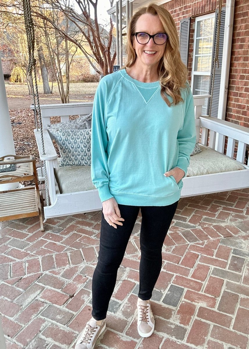 Simple Sutton Sweatshirt - Mint Sky - Casual Sweatshirt -Jimberly's Boutique-Olive Branch-Mississippi