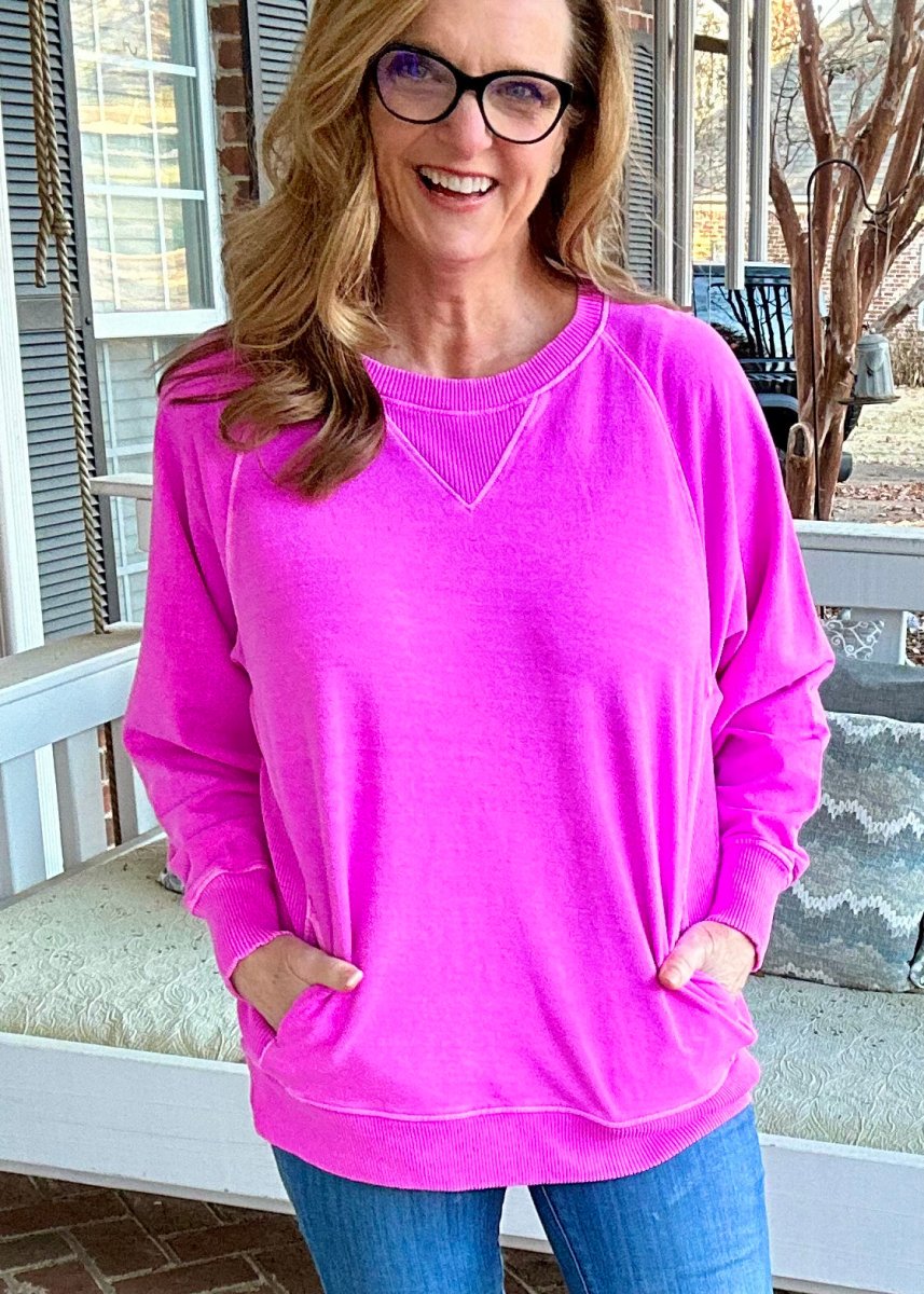 Simple Sutton Sweatshirt - Neon Hot Pink - -Jimberly's Boutique-Olive Branch-Mississippi