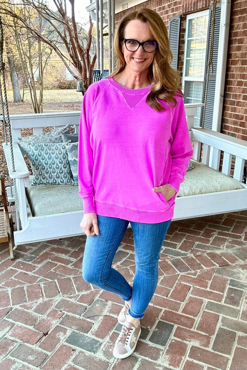 Simple Sutton Sweatshirt - Neon Hot Pink - -Jimberly's Boutique-Olive Branch-Mississippi