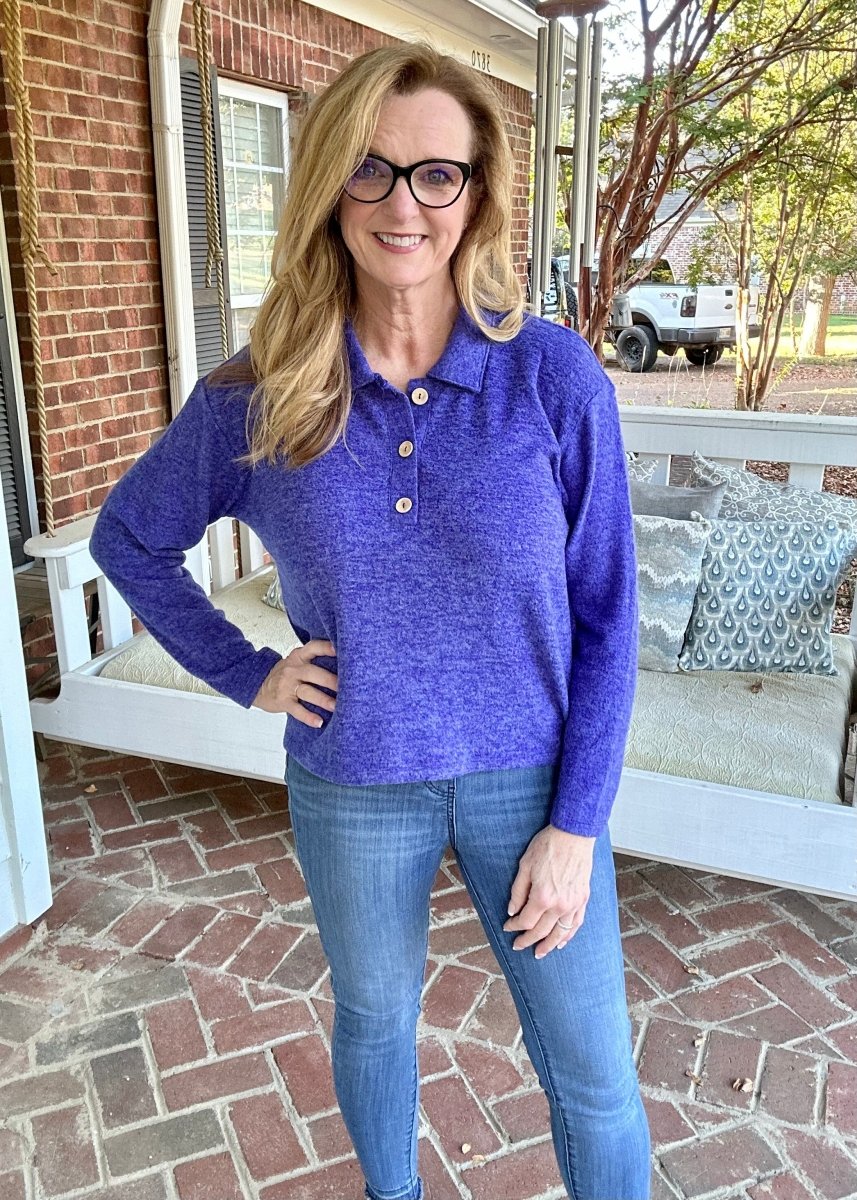 Soft Collared Sweater - Bright Blue - sweater - Jimberly's Boutique