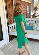 Solid Linen Woven Midi Dress - Kelly Green - -Jimberly's Boutique-Olive Branch-Mississippi