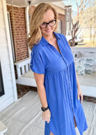 Solid Linen Woven Midi Dress - Royal Blue (S-3X) - -Jimberly's Boutique-Olive Branch-Mississippi