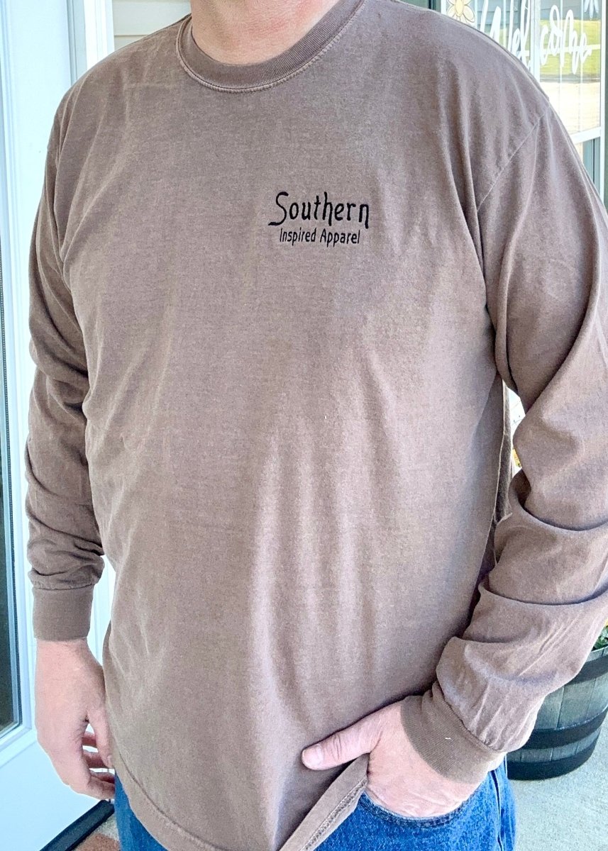 Southern Inspired Apparel | Cross of Nails | Light Brown - Southern Inspired Apparel Long Sleeve - Jimberly's Boutique