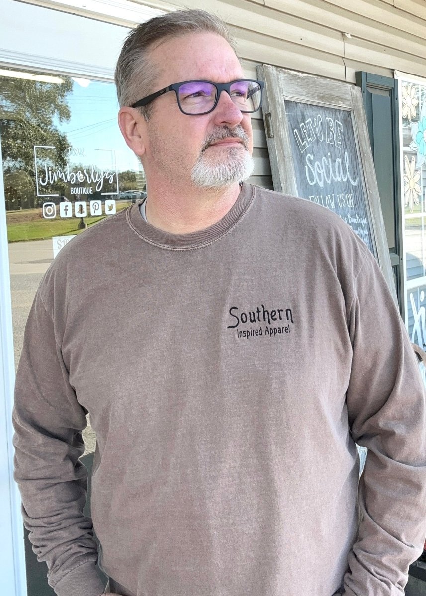 Southern Inspired Apparel | Cross of Nails | Light Brown - Southern Inspired Apparel Long Sleeve - Jimberly's Boutique