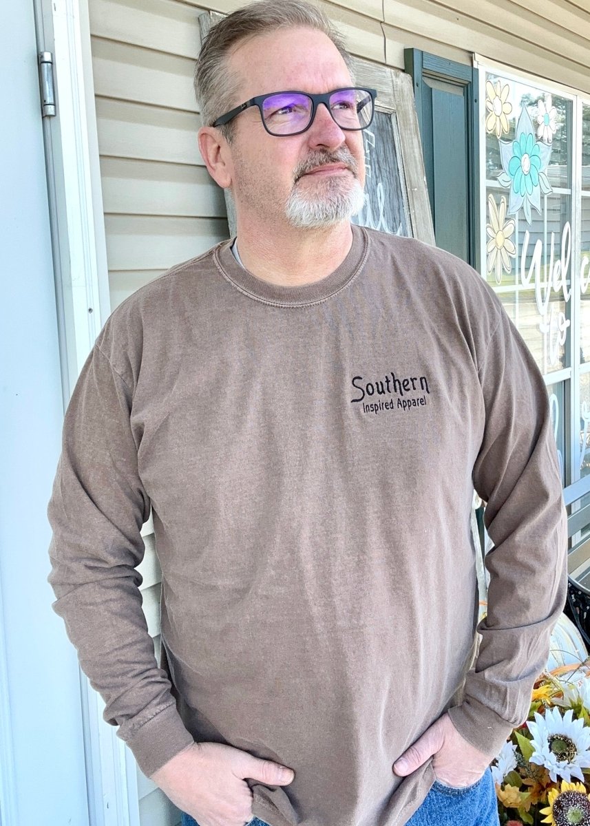 Southern Inspired Apparel | Cross of Nails | Light Brown - Southern Inspired Apparel Long Sleeve - Jimberly's Boutique