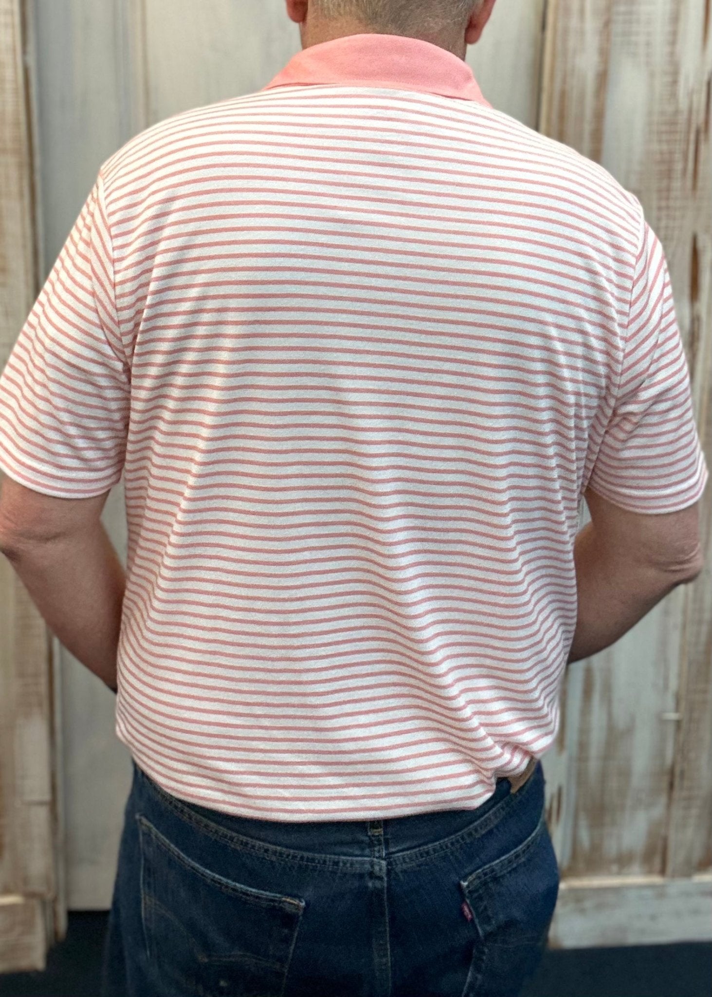 Southern Marsh Albany Flats Stripe Polo - Coral - Southern Marsh Polo -Jimberly's Boutique-Olive Branch-Mississippi