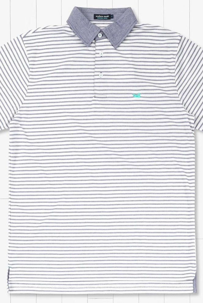 Southern Marsh Albany Flats Stripe Polo - Navy - Southern Marsh Polo -Jimberly's Boutique-Olive Branch-Mississippi