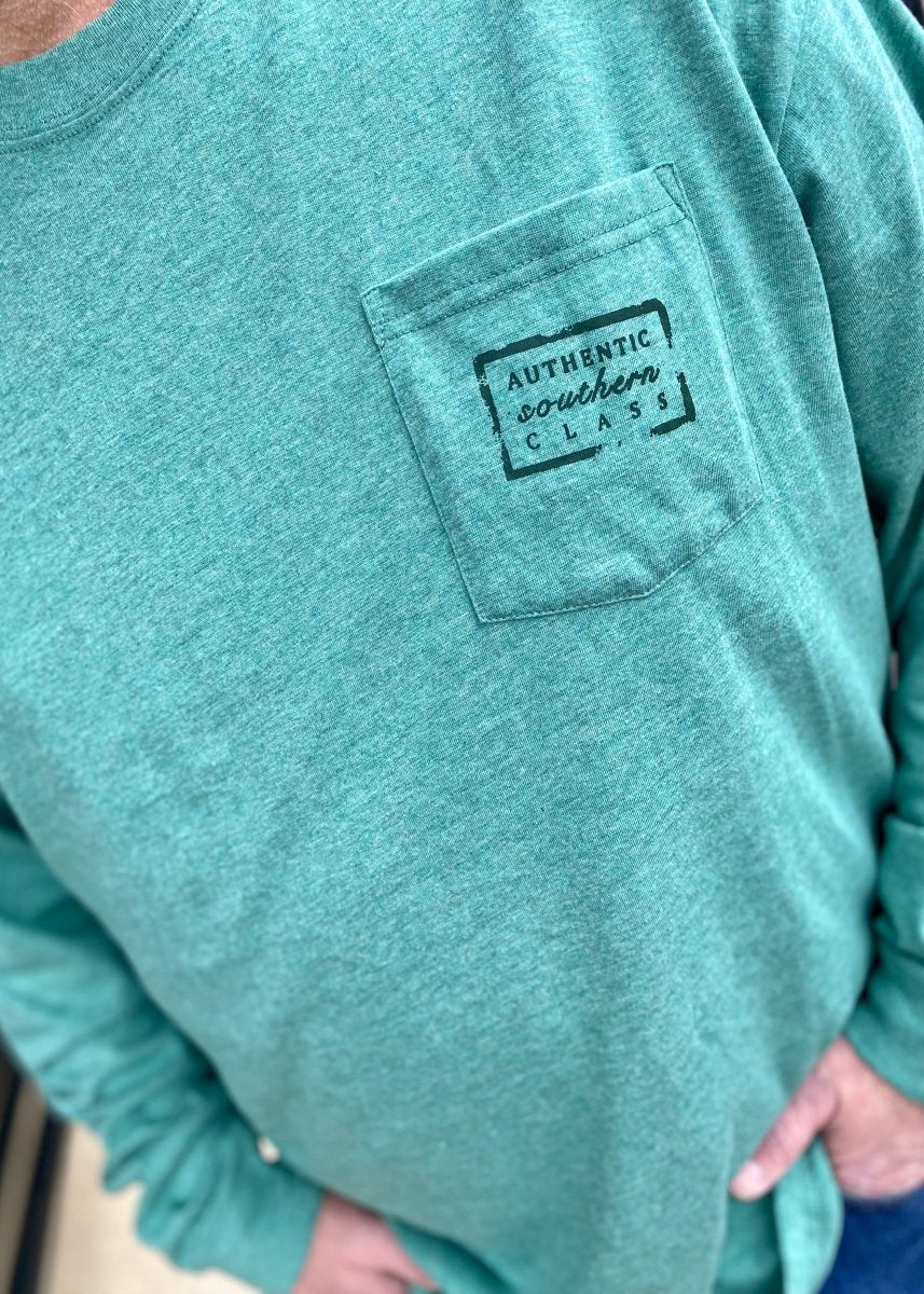 Southern Marsh Authentic Heathered Tee - Long Sleeve - Washed Hunter Green - Graphic Tee - Jimberly's Boutique - Olive Branch - Mississippi