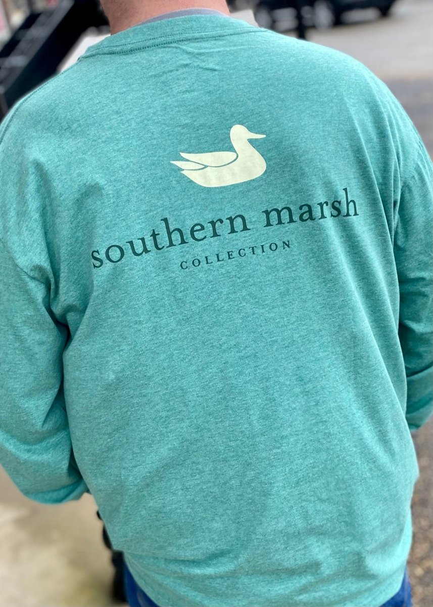Southern Marsh Authentic Heathered Tee - Long Sleeve - Washed Hunter Green - Graphic Tee - Jimberly's Boutique - Olive Branch - Mississippi