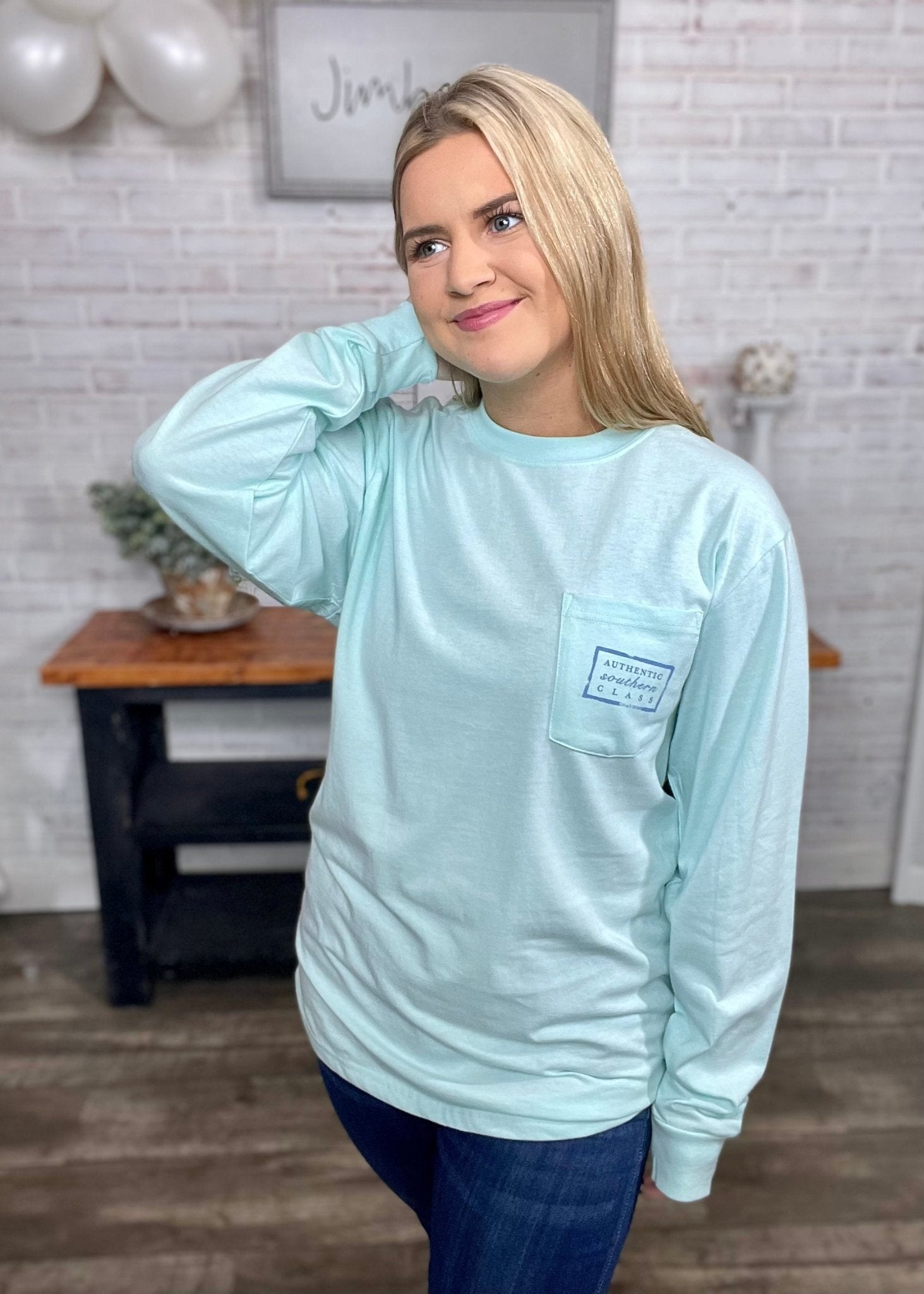 Southern Marsh Authentic Vibrant Tee - Long Sleeve - Ocean Green - Graphic Tee -Jimberly's Boutique-Olive Branch-Mississippi
