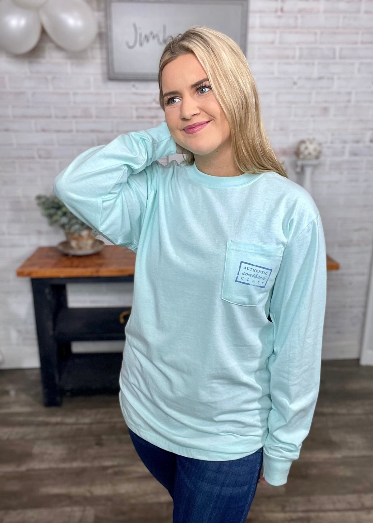 Southern Marsh Authentic Vibrant Tee - Long Sleeve - Ocean Green - Graphic Tee -Jimberly's Boutique-Olive Branch-Mississippi