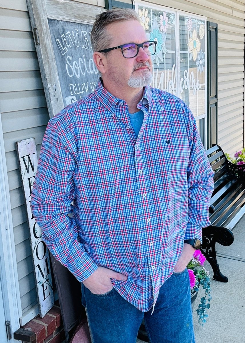 Southern Marsh | Blount Performance Dress Shirt | Navy & Red - Southern Marsh Dress Shirt -Jimberly's Boutique-Olive Branch-Mississippi