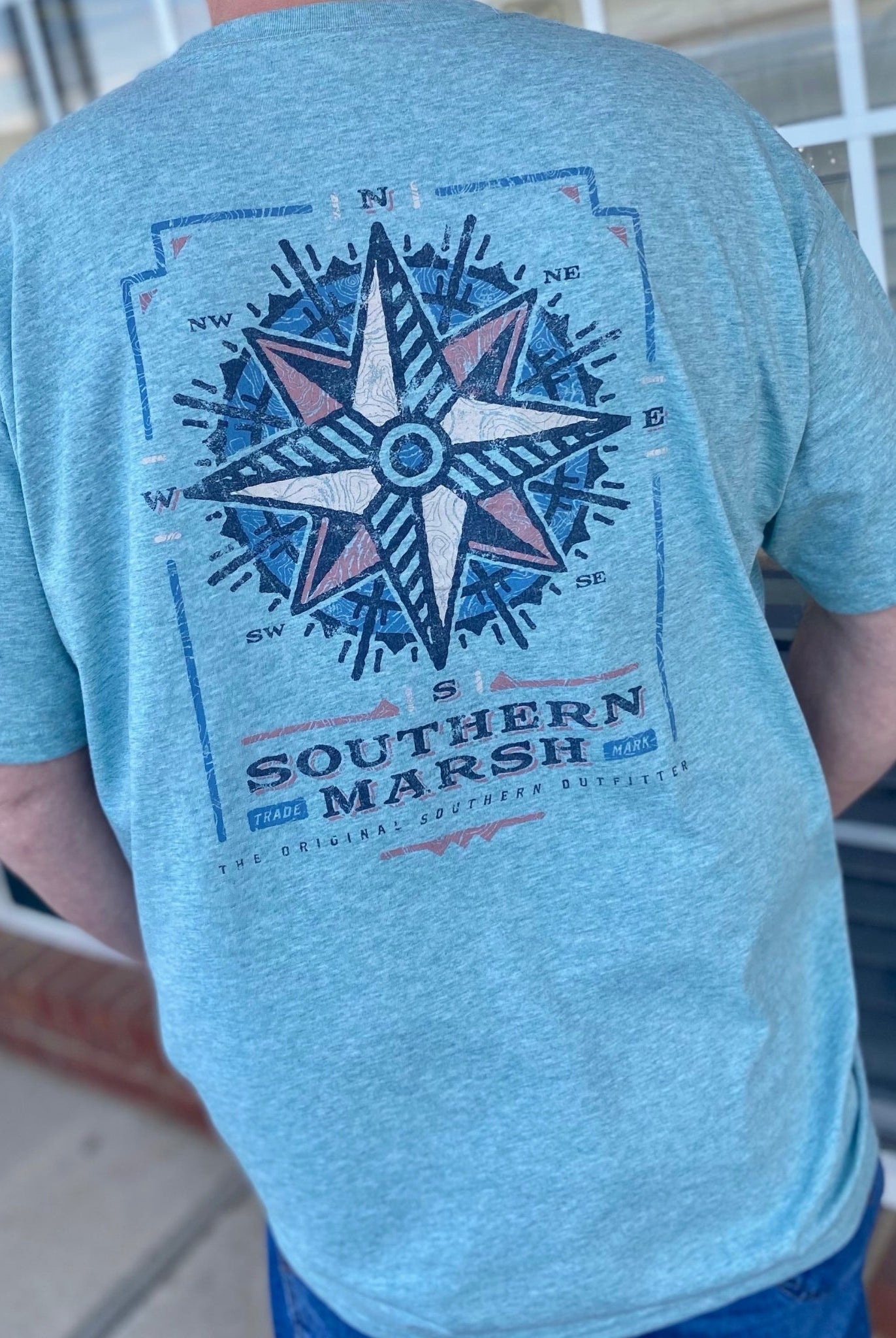 Southern Marsh Branding Collection Tee - Compass - Washed Moss Blue - Graphic Tee -Jimberly's Boutique-Olive Branch-Mississippi