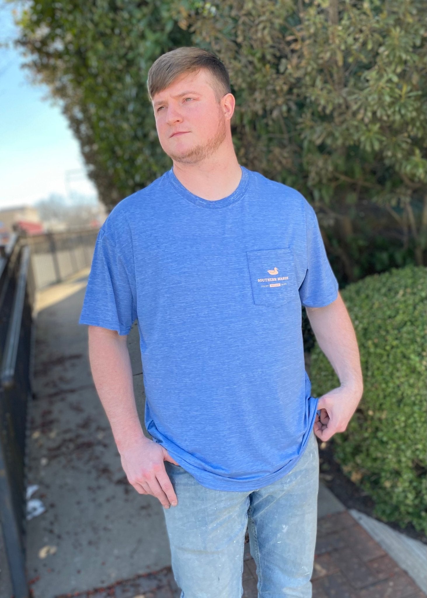 Southern Marsh FieldTec Heather Tee - Marlin Time - Oxford Blue - Graphic Tee -Jimberly's Boutique-Olive Branch-Mississippi