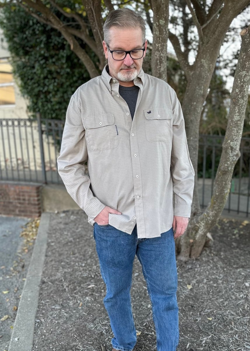 Southern Marsh | Leeward Textured | Grid Shirt | Burnt Taupe - Southern Marsh Button Down -Jimberly's Boutique-Olive Branch-Mississippi