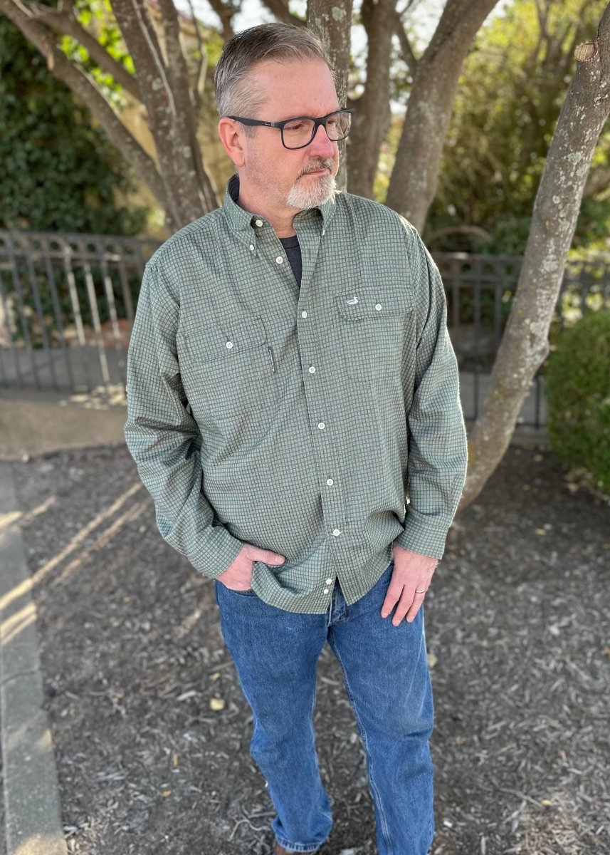 Southern Marsh | Leeward Textured | Grid Shirt | Dark Olive - Southern Marsh Button Down - Jimberly's Boutique