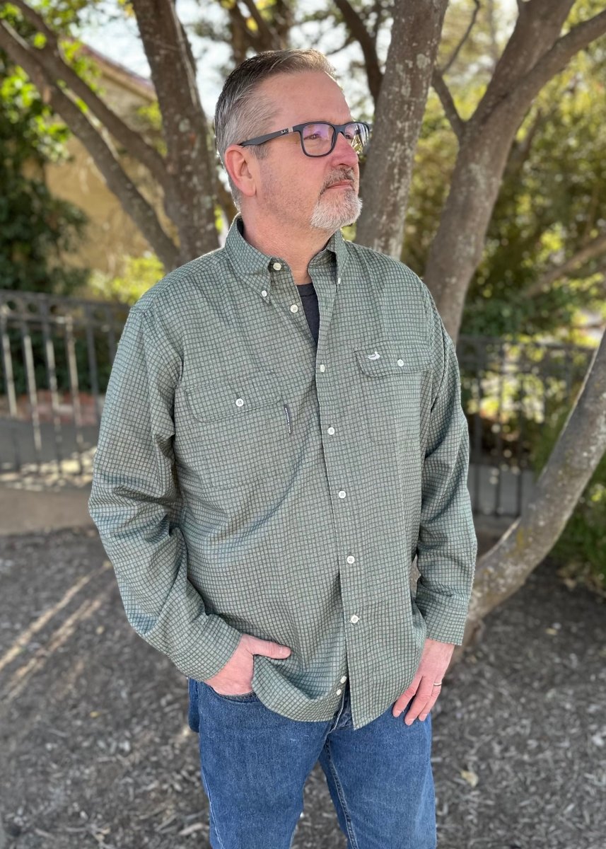 Southern Marsh | Leeward Textured | Grid Shirt | Dark Olive - Southern Marsh Button Down - Jimberly's Boutique