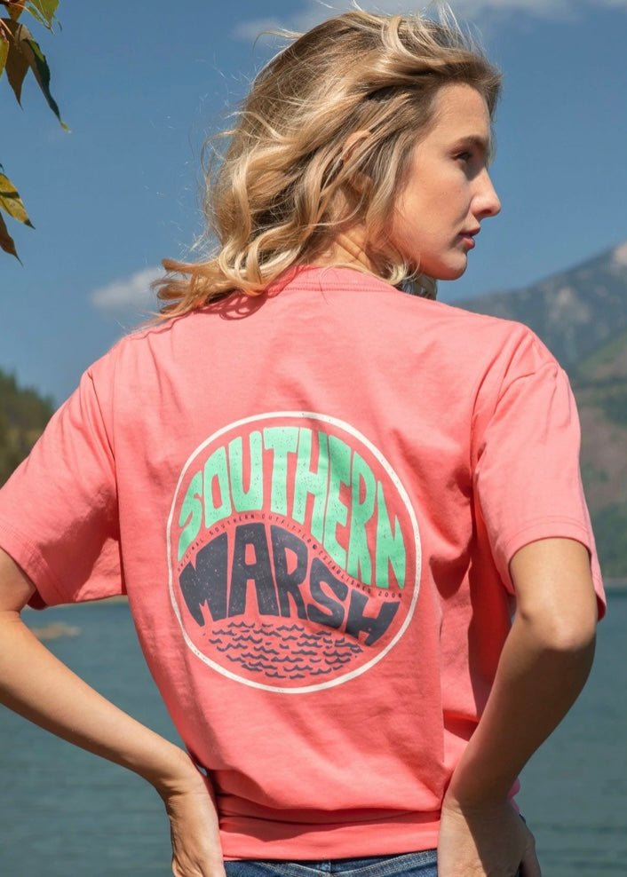 Southern Marsh Retro Riptide Tee - Coral - Jimberly's Boutique