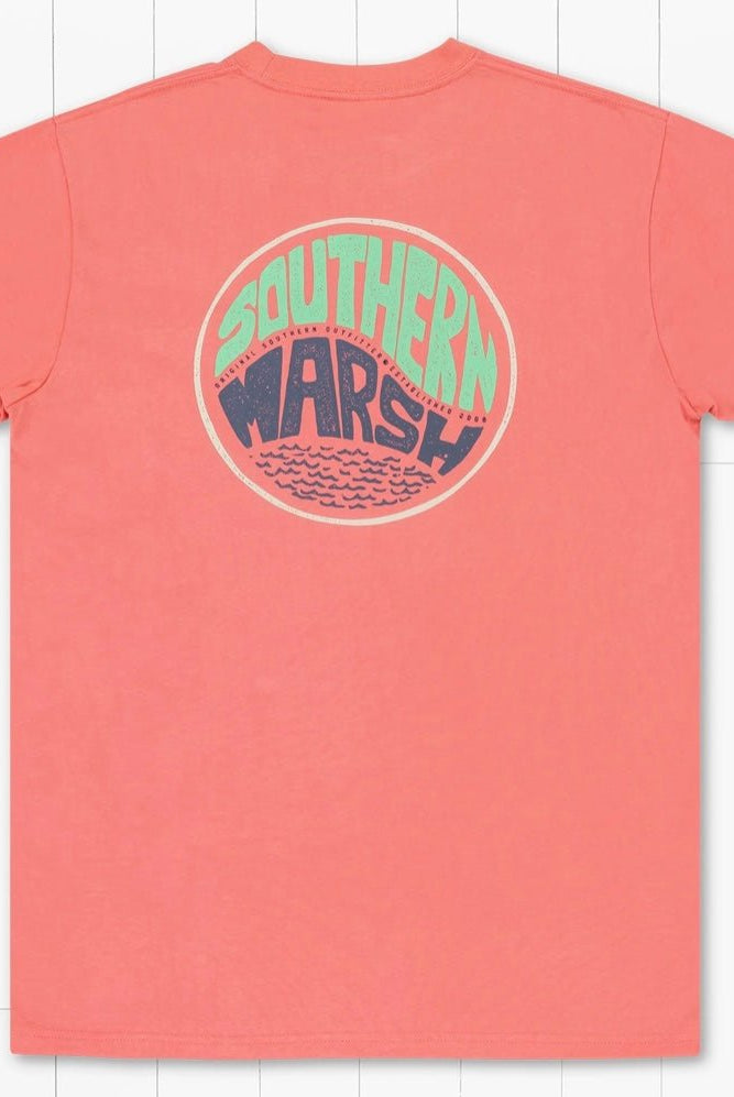 Southern Marsh Retro Riptide Tee - Coral - Southern Marsh Graphic Tee -Jimberly's Boutique-Olive Branch-Mississippi
