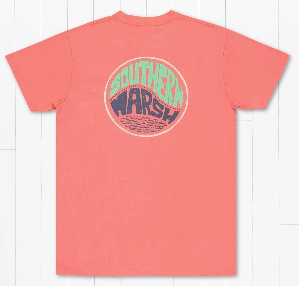 Southern Marsh Retro Riptide Tee - Coral - Southern Marsh Graphic Tee -Jimberly's Boutique-Olive Branch-Mississippi